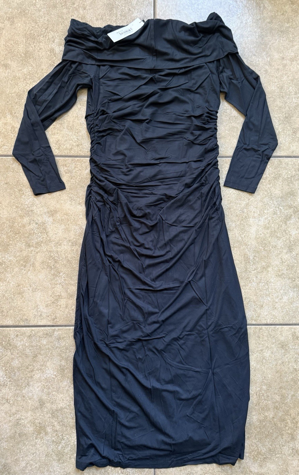 The Drop Stevie Off-Shoulder Black Dress Maxi Knit Size Medium New FAST SHIPPING