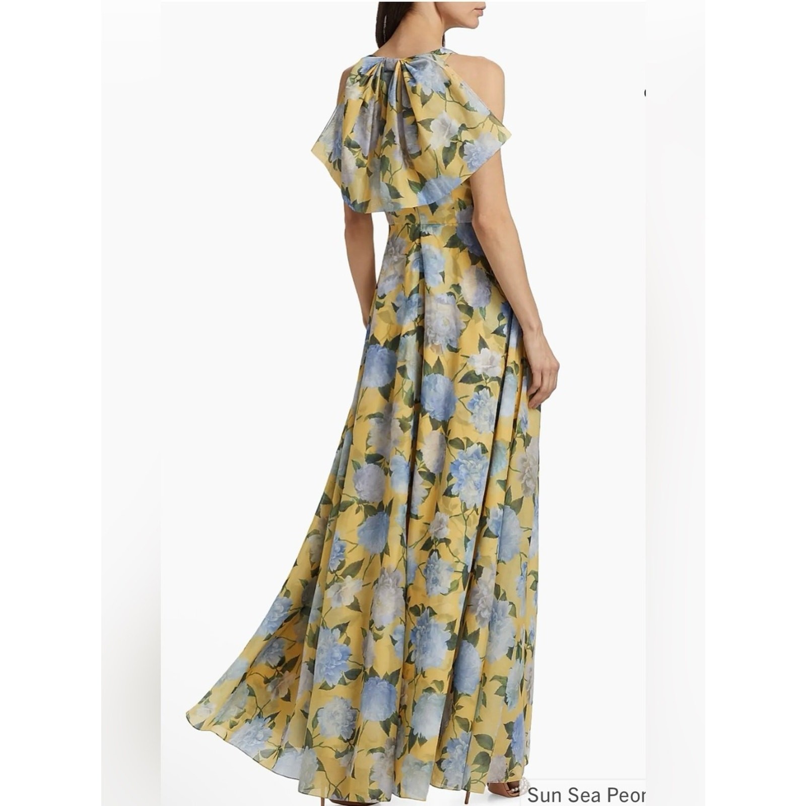 Sachin & Babi Kate Draped Floral Print Organza Gown Dress size 8