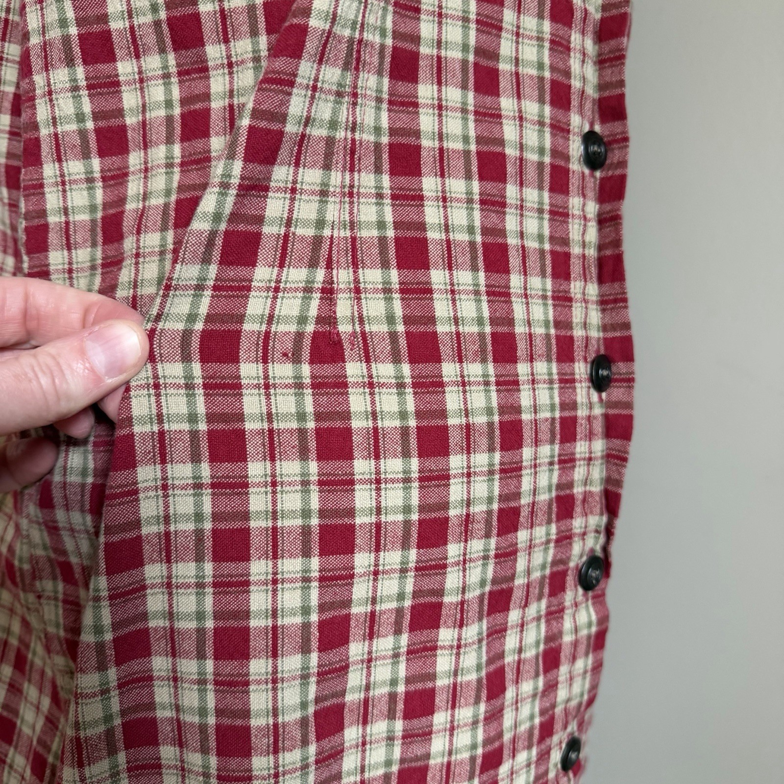 Red Plaid Sleeveless Maxi Dress Sz L 90s Y2K Grunge Western Cottagecore