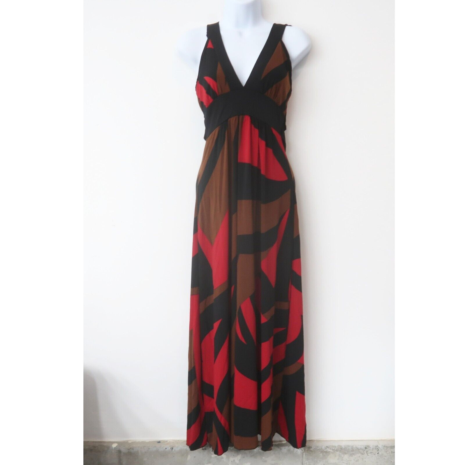 Charlotte Russe Y2K Maxi Dress Small V Neck Halter Non Wrinkle Stretch USA Made
