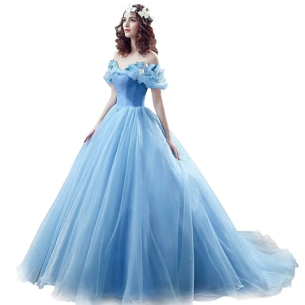 Ball Gown Princess Cinderella Butterfly Off the Shoulder Ball Gown Prom Dresses