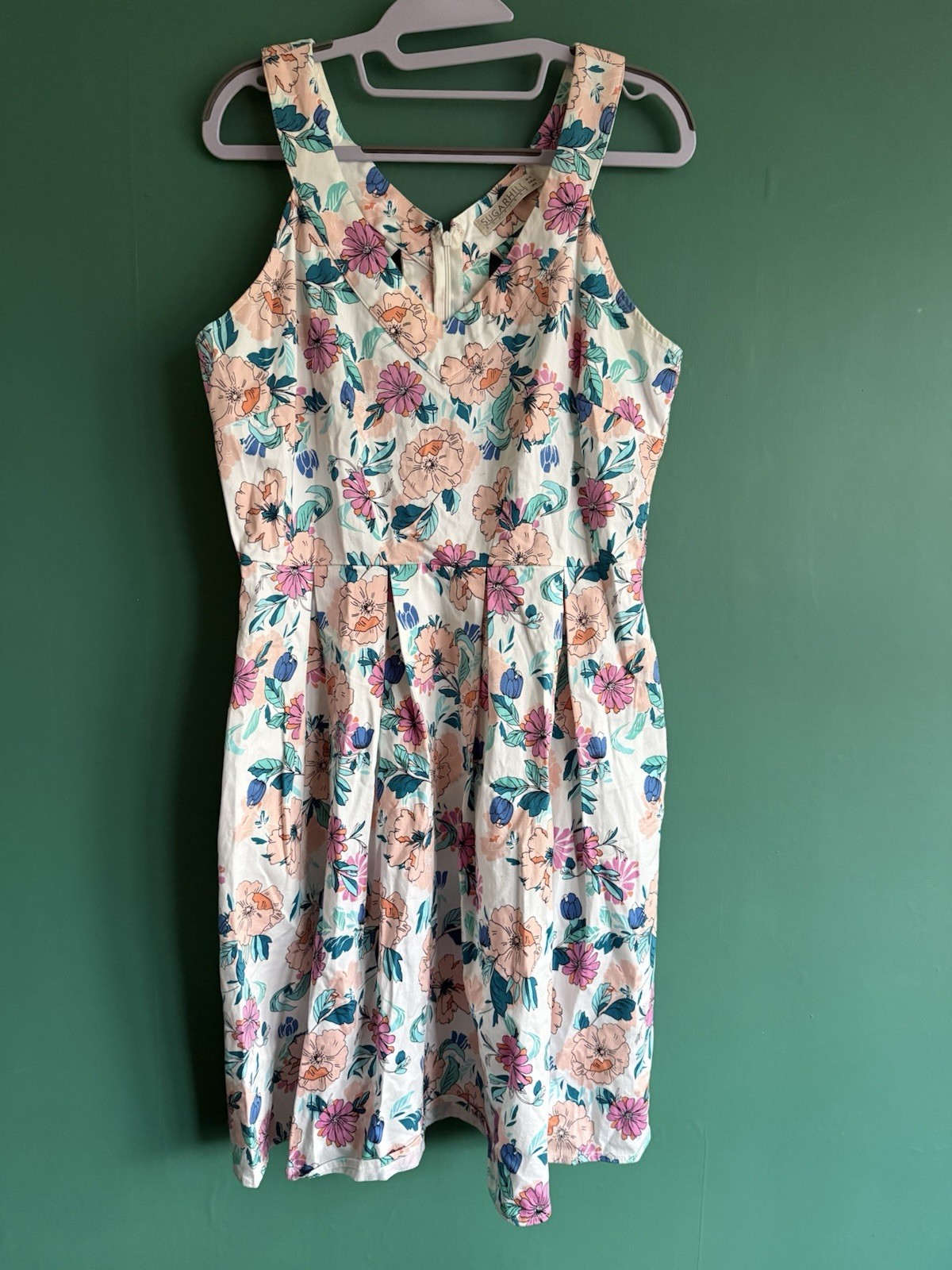 Sugarhill Boutique Brighton Fit and Flare Dress Womens Uk14 White Floral 10090
