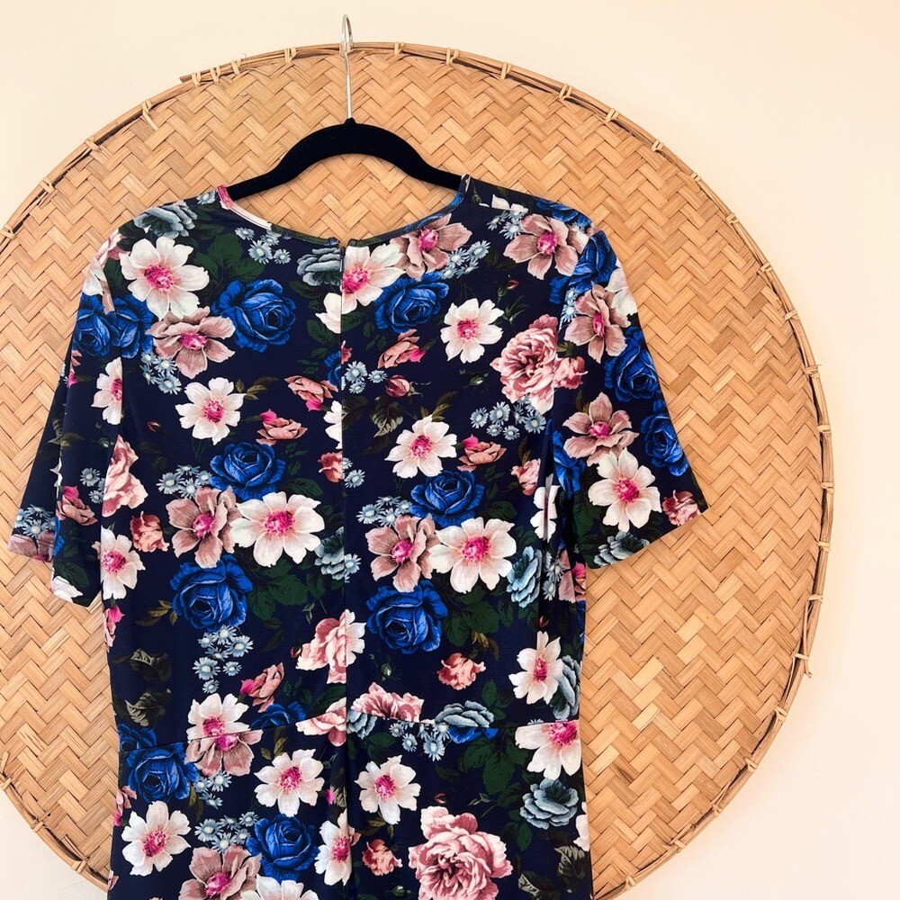 GORGEOUS ERDEM SUMMER FLORAL-PRINT PONTE DRESS STRETCHY SLIP-ON EUC