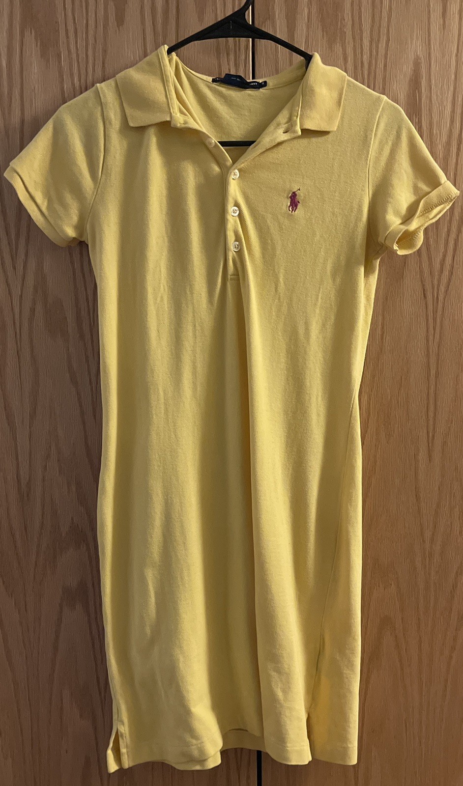 Polo Ralph Lauren Yellow Cotton Pique Polo Dress Short Sleeve S Embroidered Logo
