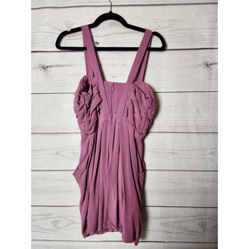 Bcbgeneration Womens Dress Solid Pink Pockets Sweetheart Neck Sleeveless Knit 6