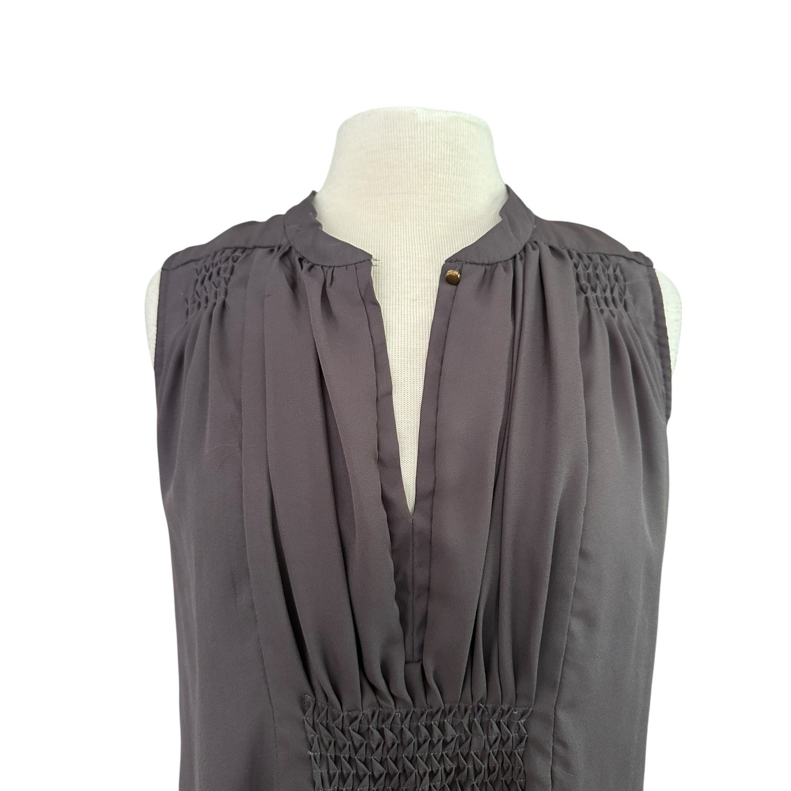 Anthorpologie dRA Dark Gray Sleeveless Front Keyhole High Neckline Pleated Dress