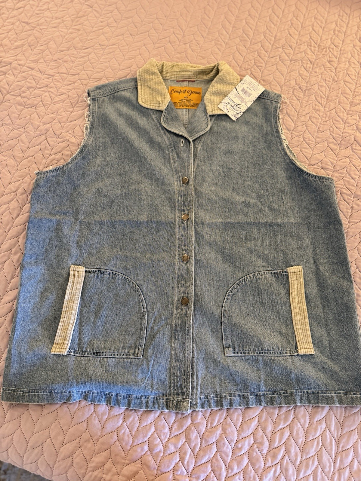 Comfort Denim Ladies 4X Blue Button-Front Vest w/ Pockets 100% Cotton