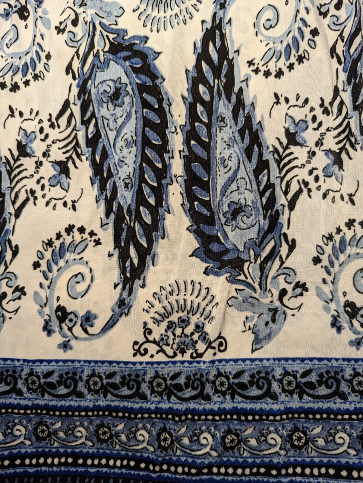 New MILE GABRIELLE Blue Paisley KAFTAN Dress PLUS Size XL Silky Soft Satin