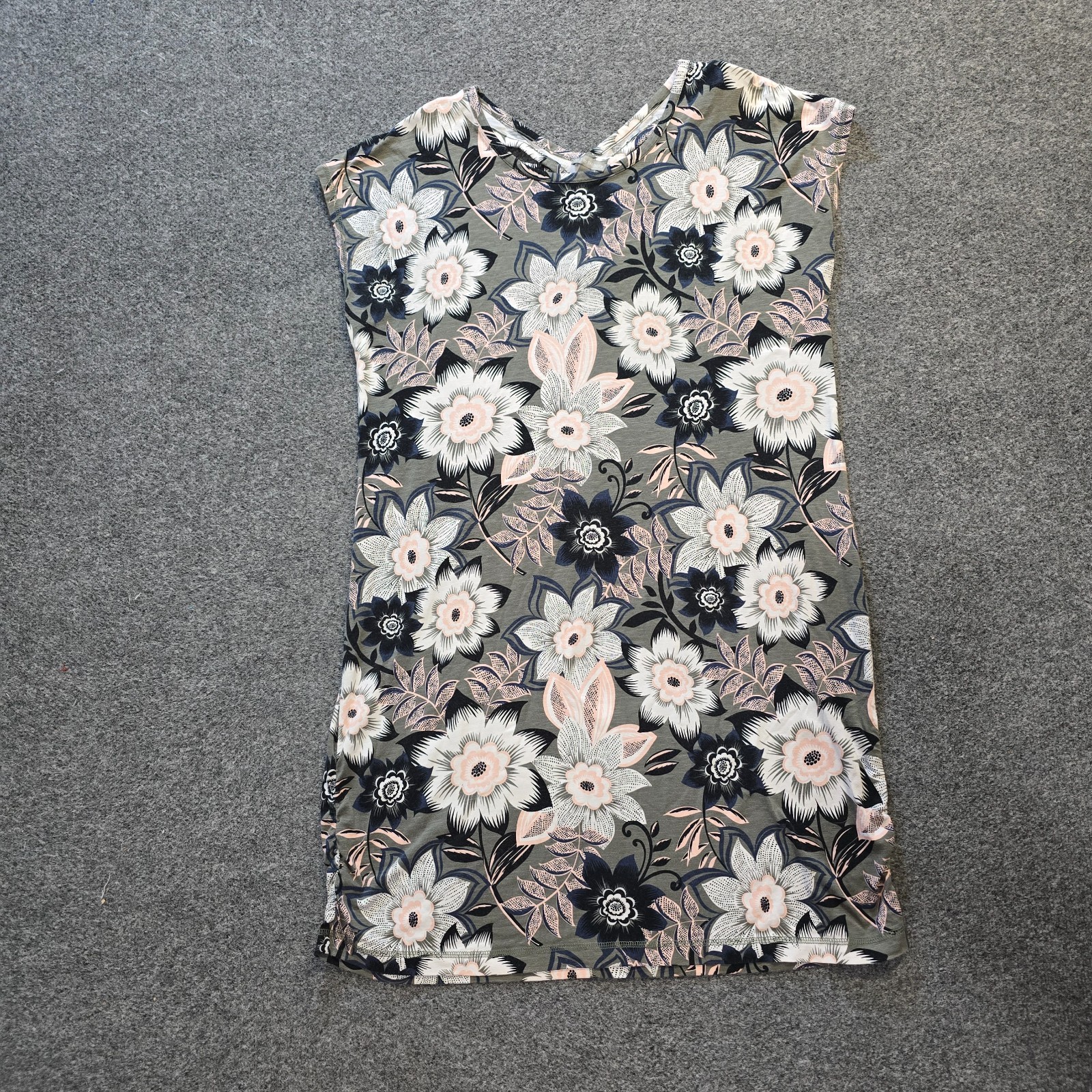 Talbots Dress Womens Size XL Petite Green Floral Sheath Stretch Casual Tropical