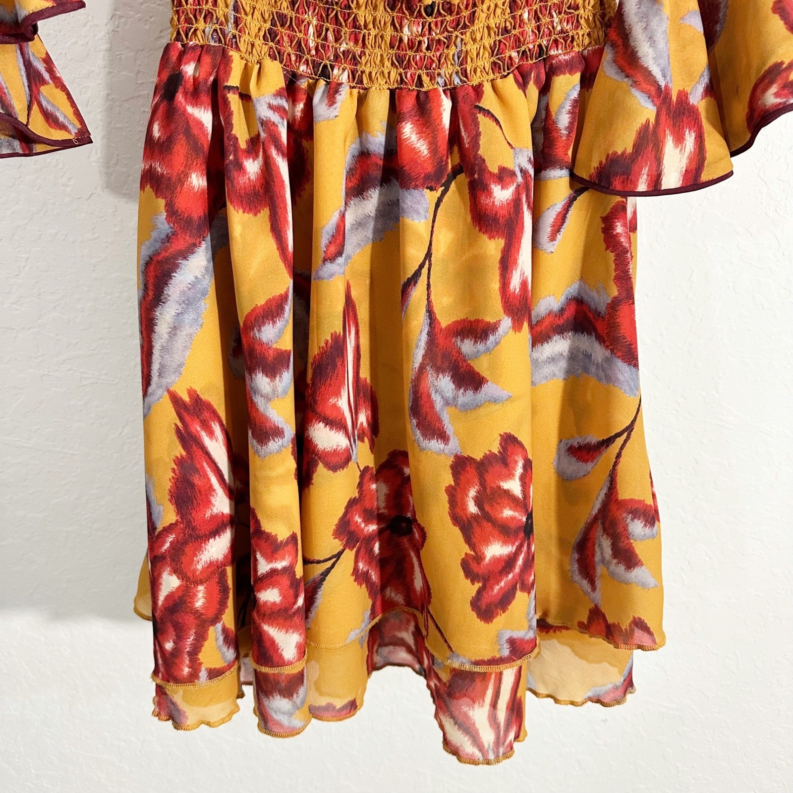 House of Harlow Revolve Harmony Reims Floral Cold Shoulder Mini Dress Small Boho