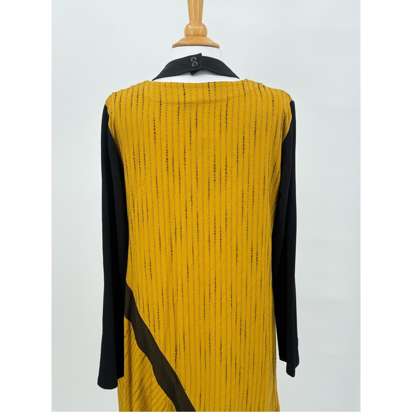 LUUKAA Lagenlook Asymmetrical Dress Size 10 Yellow Stripe Artsy Avant Garde NEW