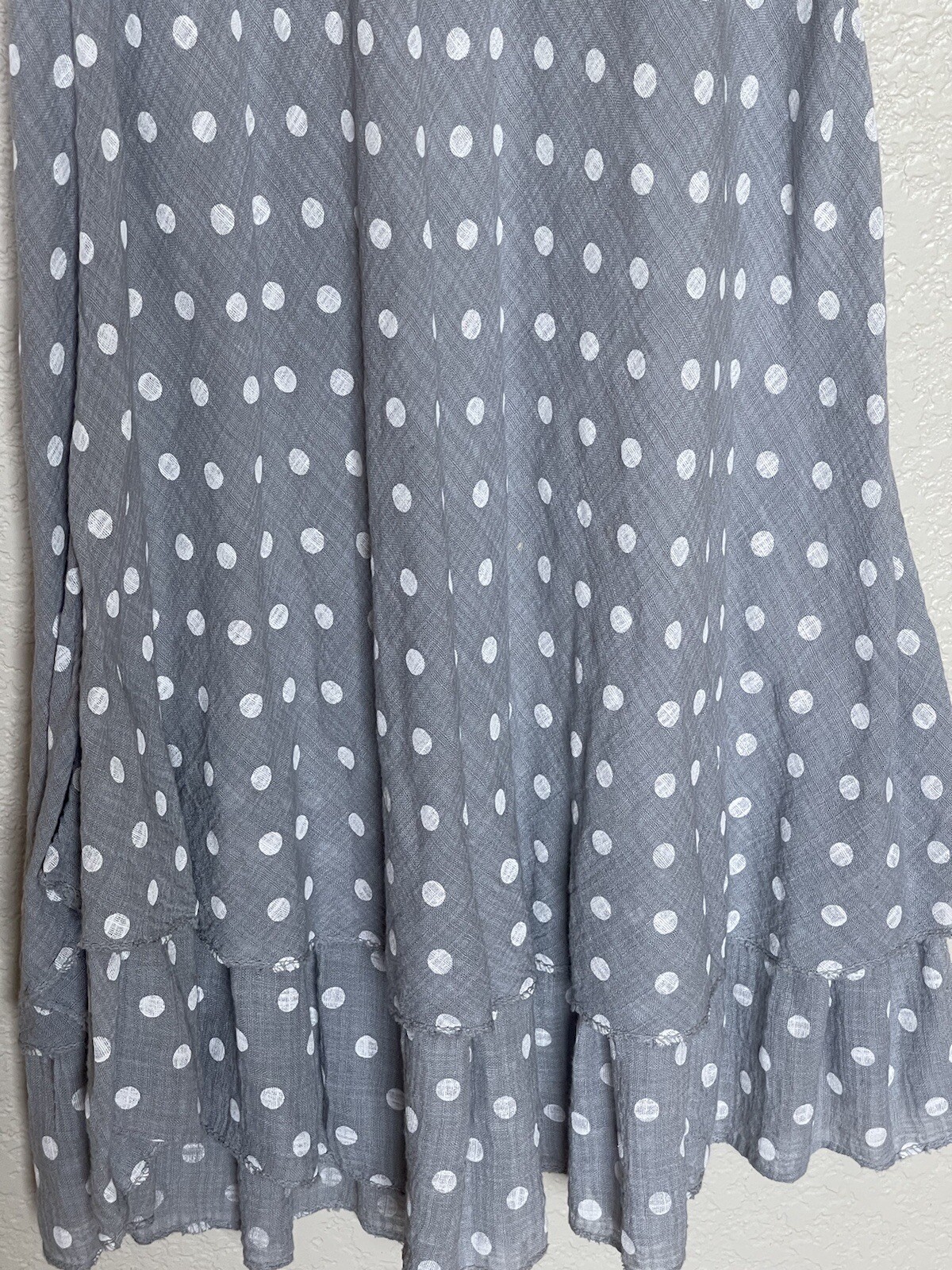 100% Lin Blanc Womens Linen Blend Dress Size 40 Gray White Sleeveless Lagenlook