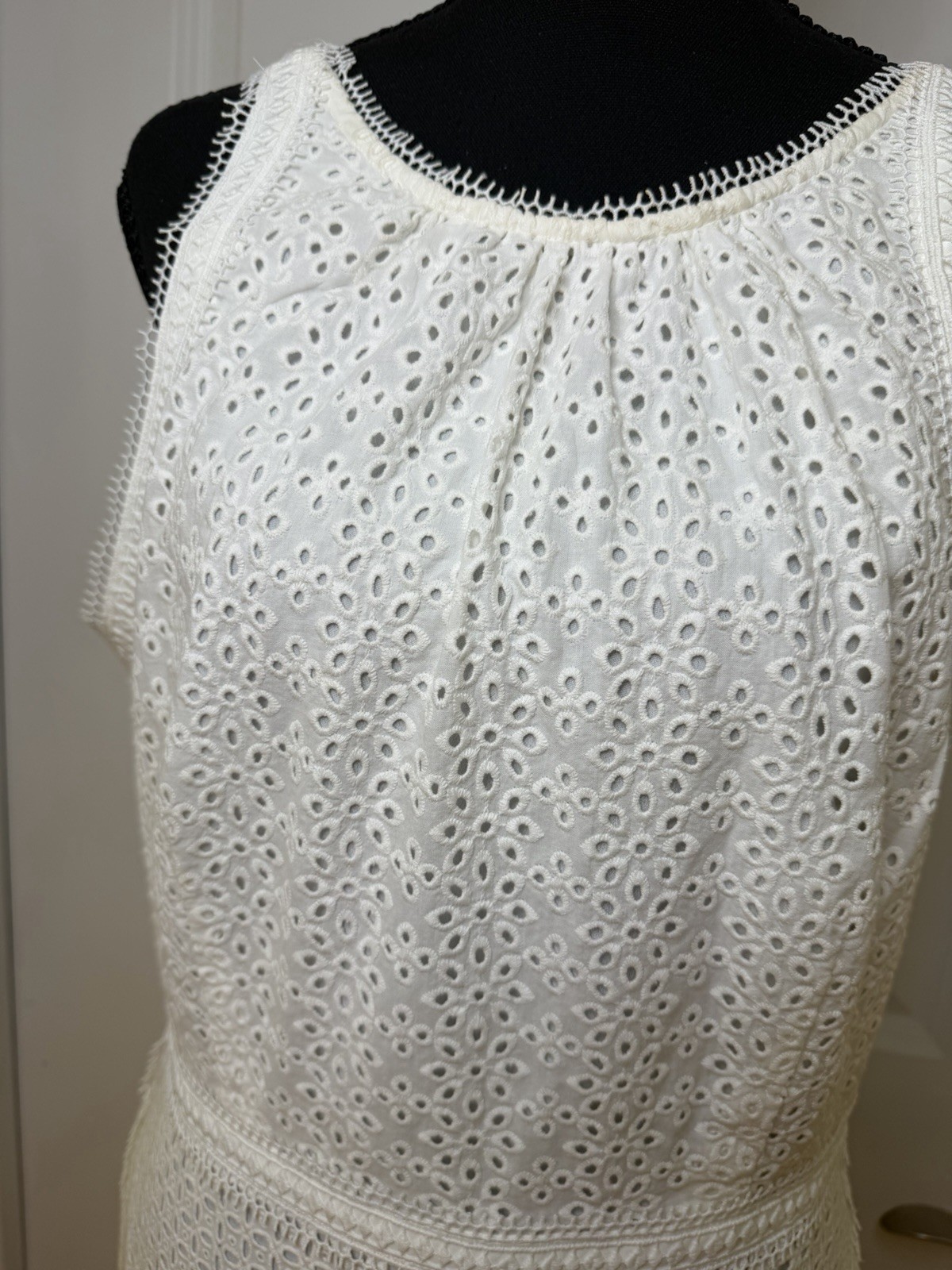 Reiss Lydia White Eyelet Open Back Mini Dress, Size 10, Good Condition