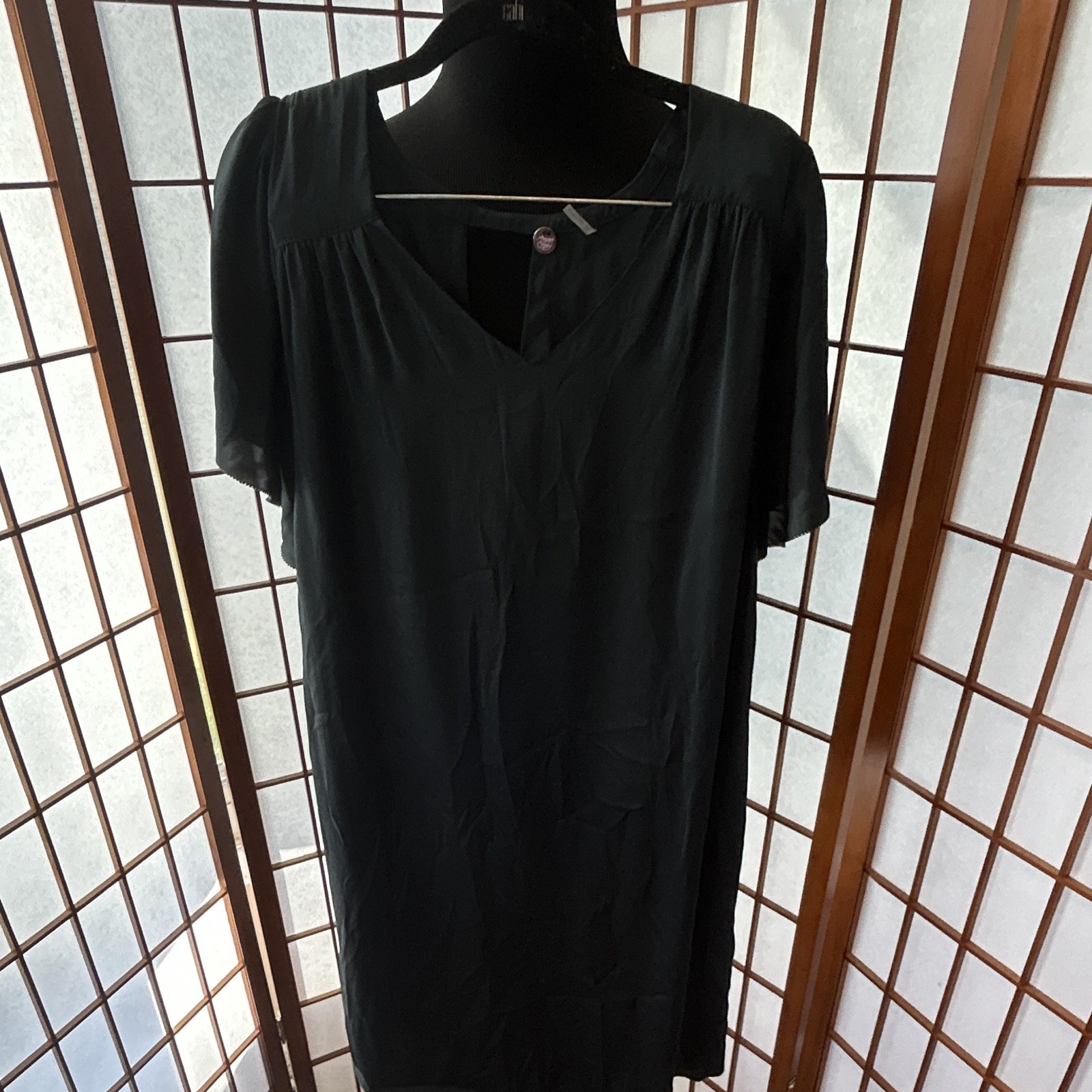 Margaret O’Leary Women’s Turquoise Short Flutter Sleeve V-Neck Sheath Dress M