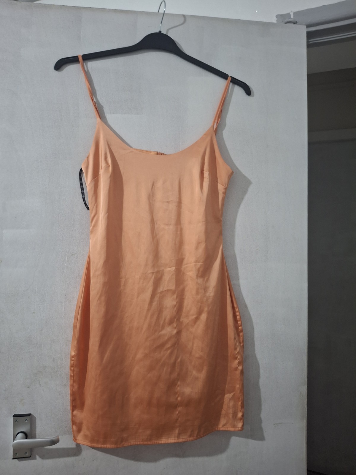 Missguided Peach Coral Satin Bodycon Dress UK 10