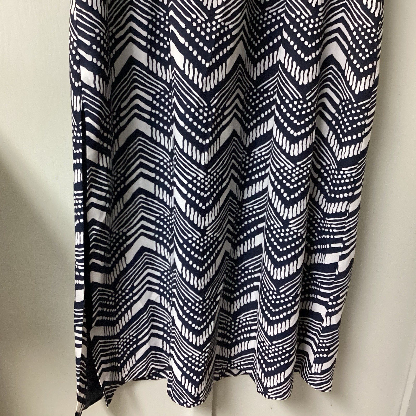 J. Crew Midi Dress Size 10 Petite Halter Polyester Slit Cut Side Zip Navy Lined