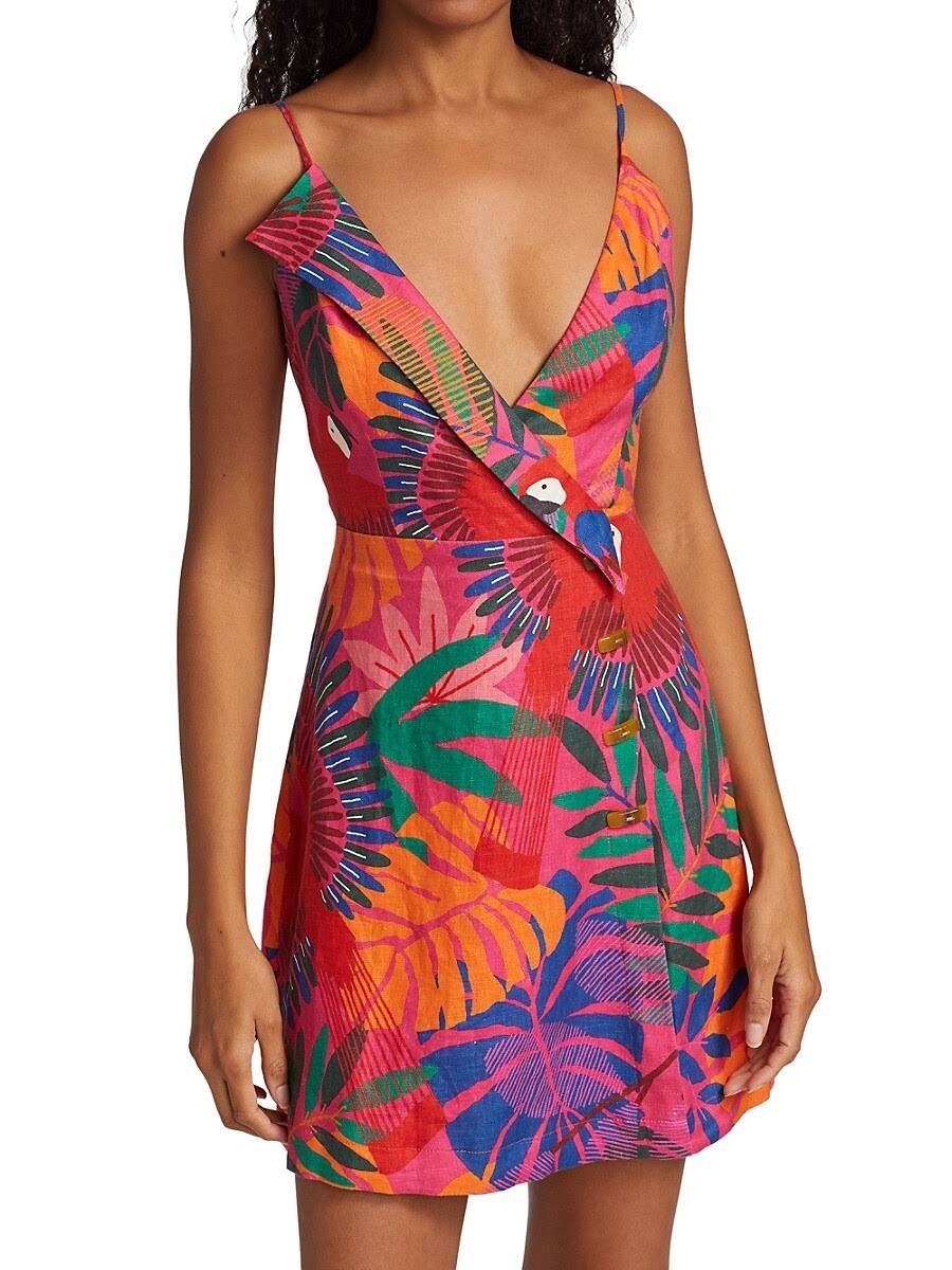 Farm Rio Macaw Linen Minidress Size Medium