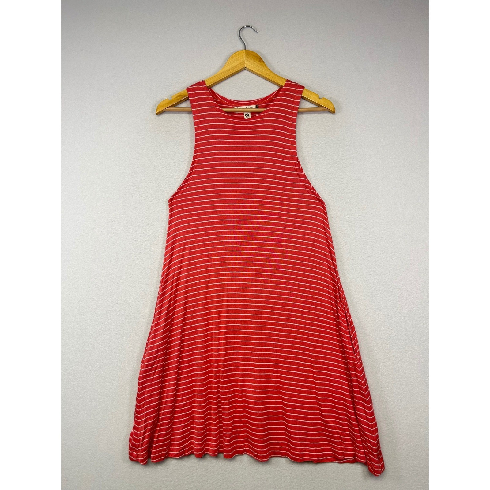 Nautical Lagaci Women M Red White Striped Sleeveless Swing Trapeze Mini Dress