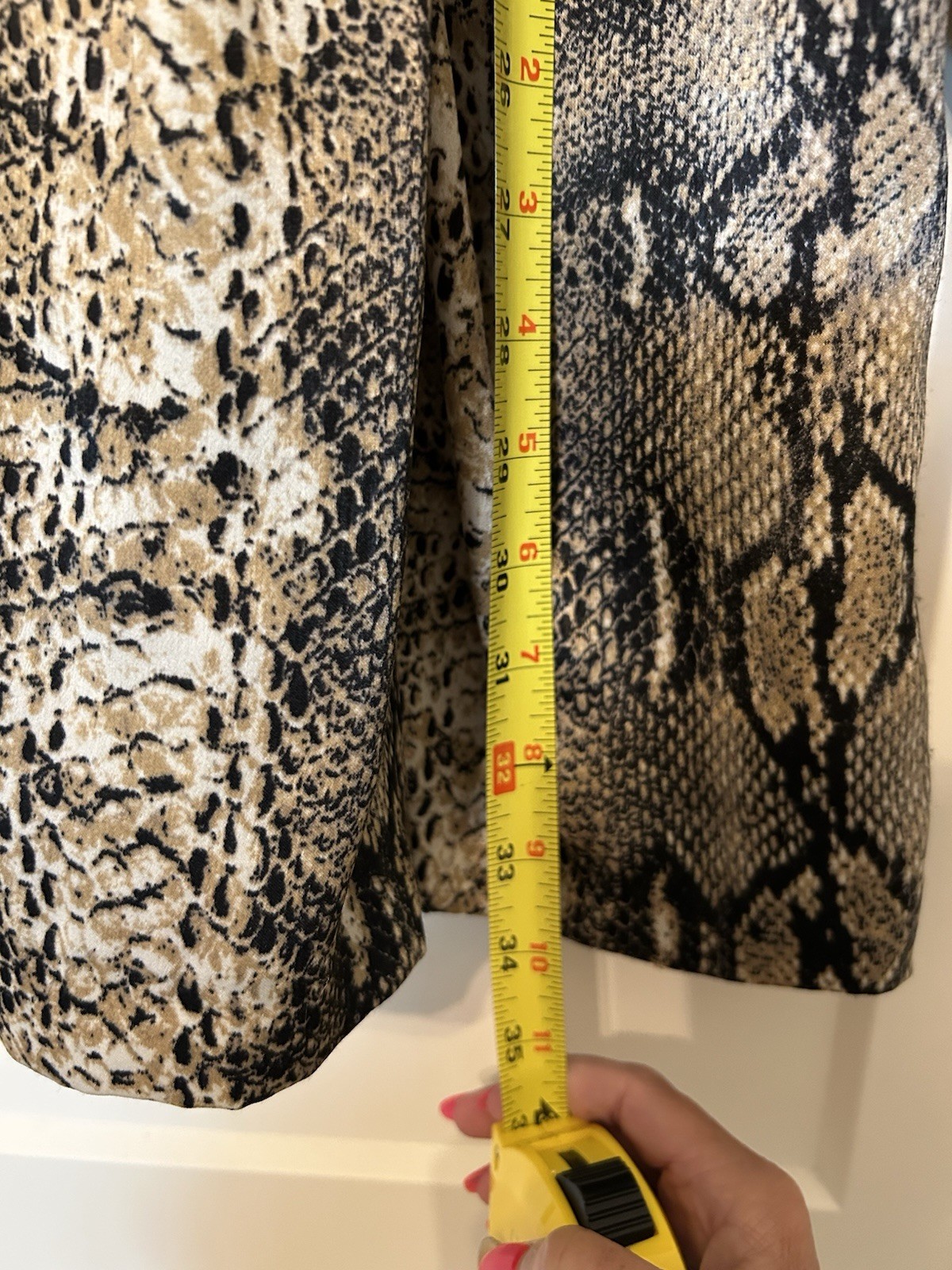 NWT Storia Size Small Snakeskin Dress Mini 3/4 Sleeve Ruched At Waist Party Boho