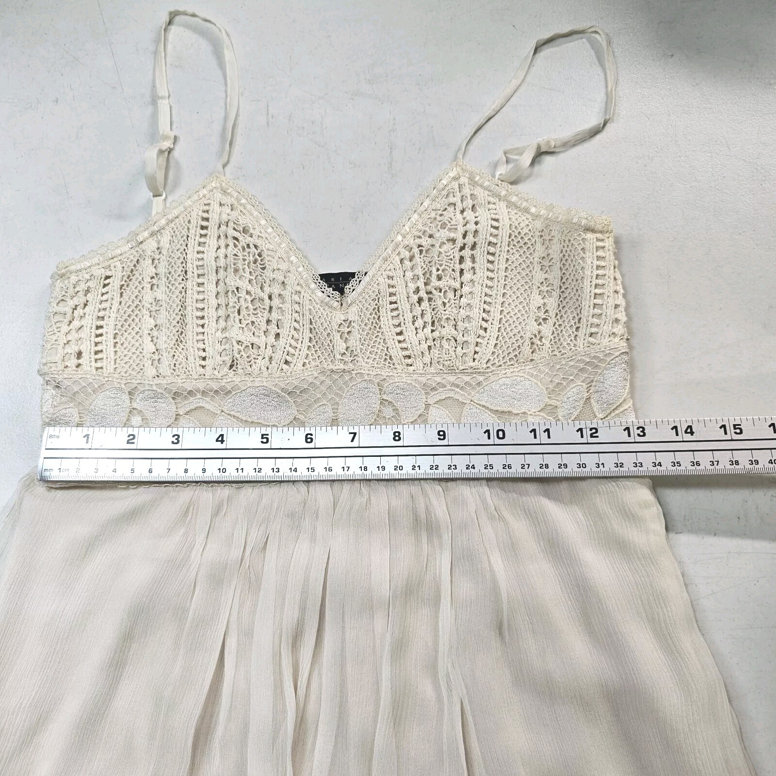 MARIA BIANCA NERO Empire Waist Crochet Accent Ivory Small P Sexy Elegant Dress