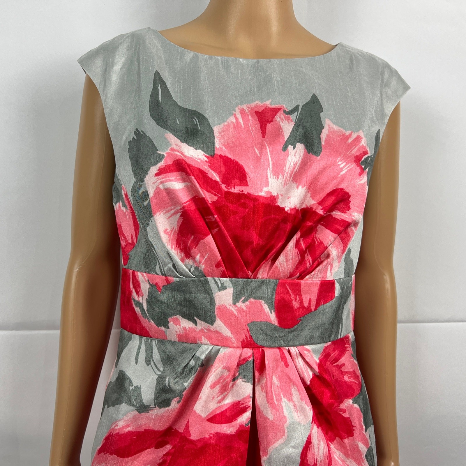 SD Collection Size 6 Silver Gray Pink Floral Print Sheath Party Cocktail Dress
