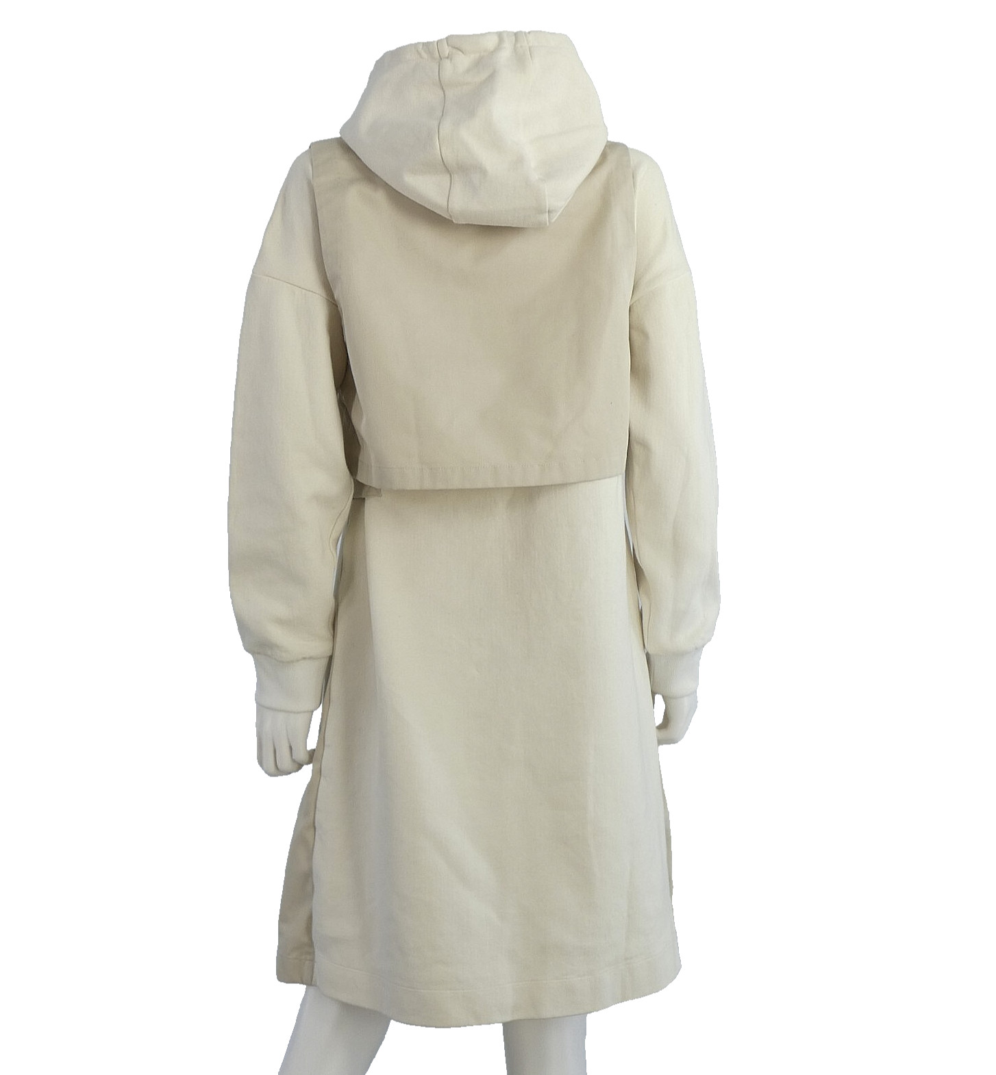 Initial LAyered Trench Coat Hoodie Dress Beige Japanese Street Style Designer M