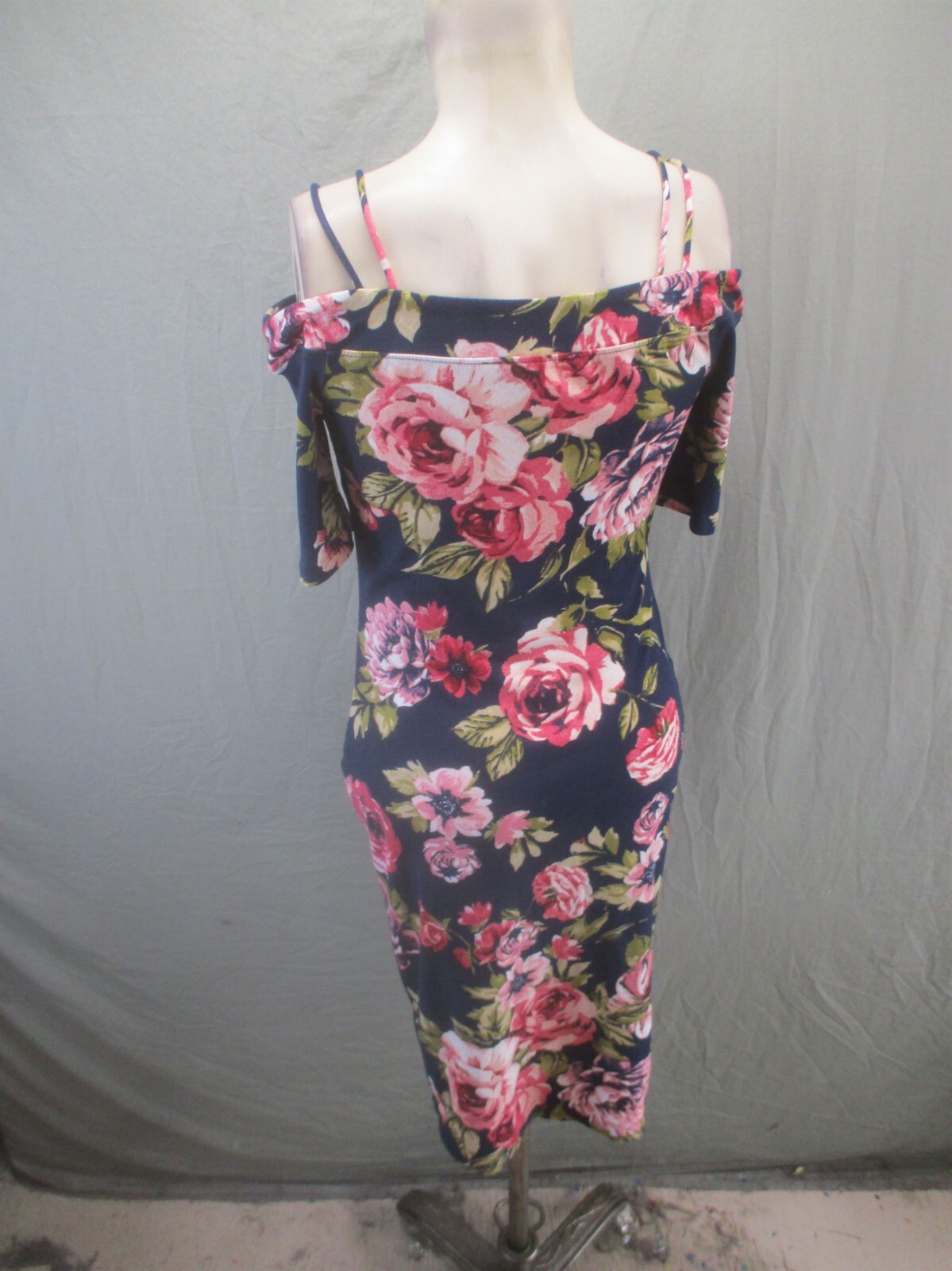 Haute Monte Size M Womens Floral Short Cold Shoulder Sleeve Bodycon Dress 071