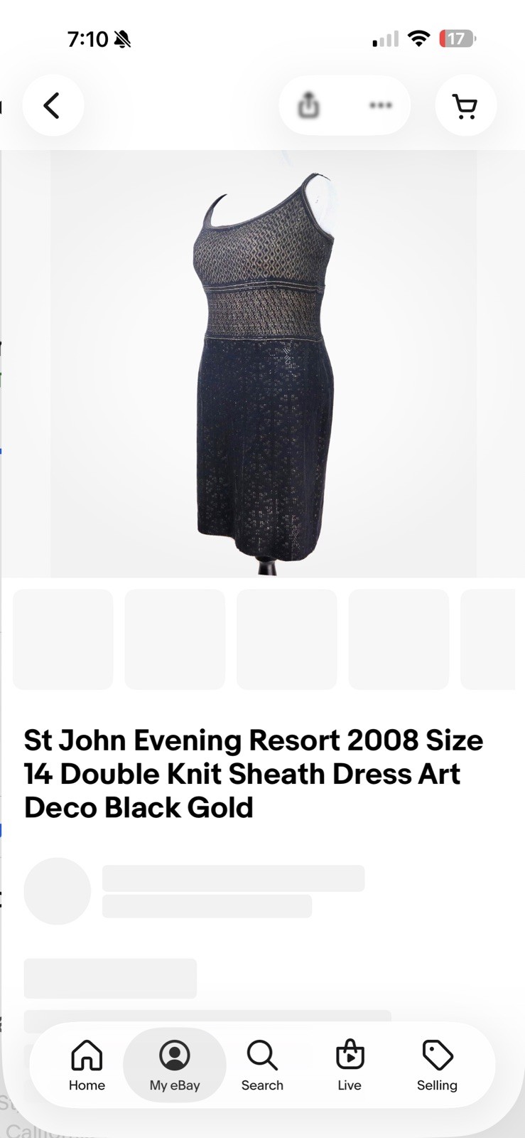 St John Evening Resort 2008 Size 14 Double Knit Sheath Dress Art Deco Black Gold