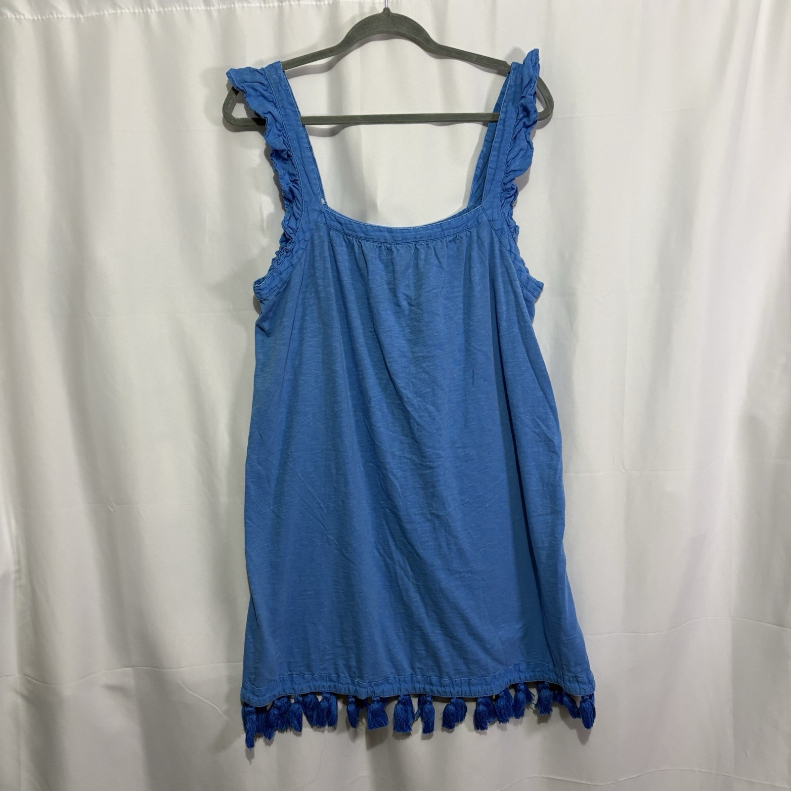 Vineyard Vines Tassel Shift Mini Dress Blue Large Coverup Beach Preppy Nautical