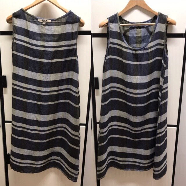 Flax Lithuania S Blue Combo Color Block Stripe Linen Dress Harmony Collection