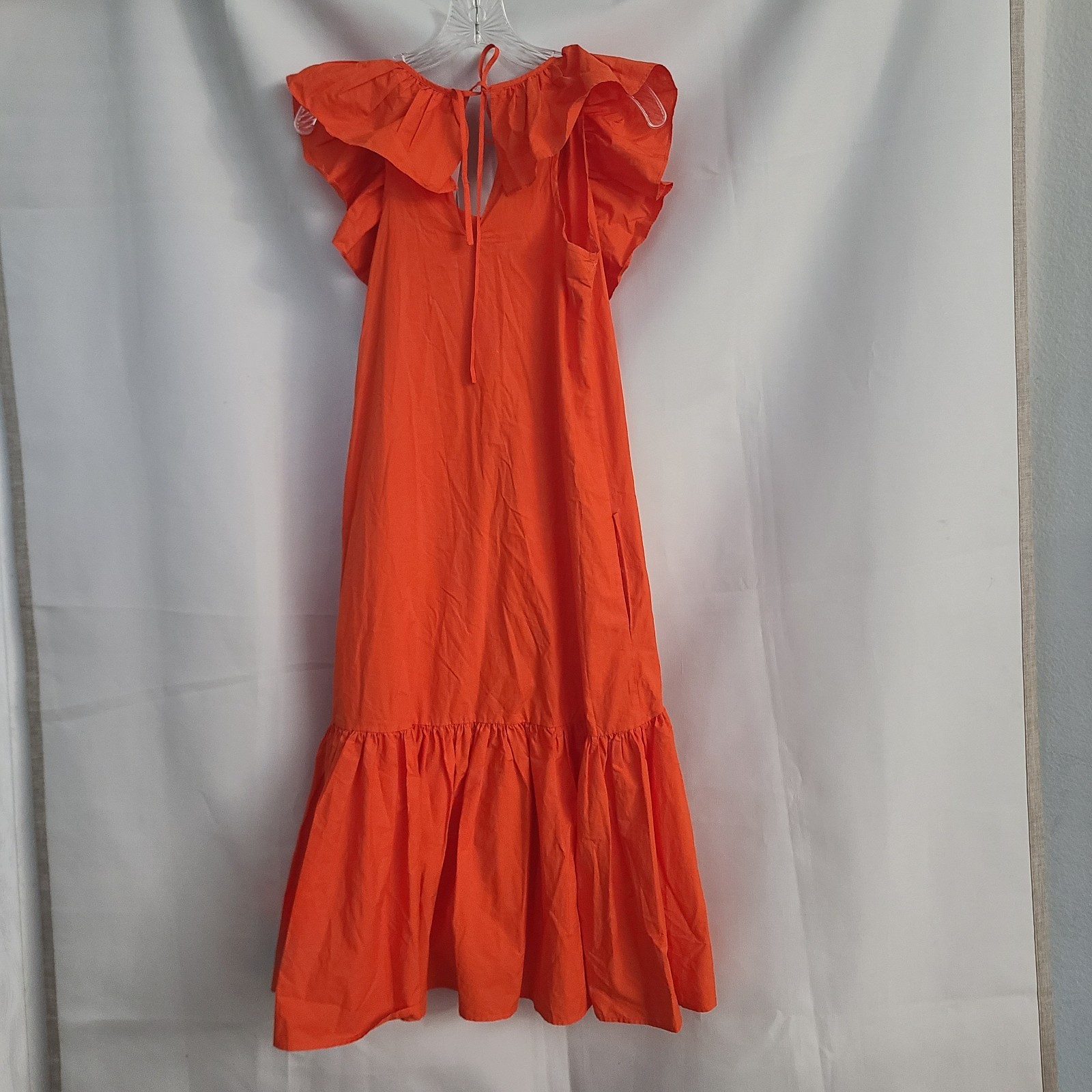 Whit Two Anthropologie Sz SP Red Cotton Flouncy Ruffle Tiered Loose Maxi Dress