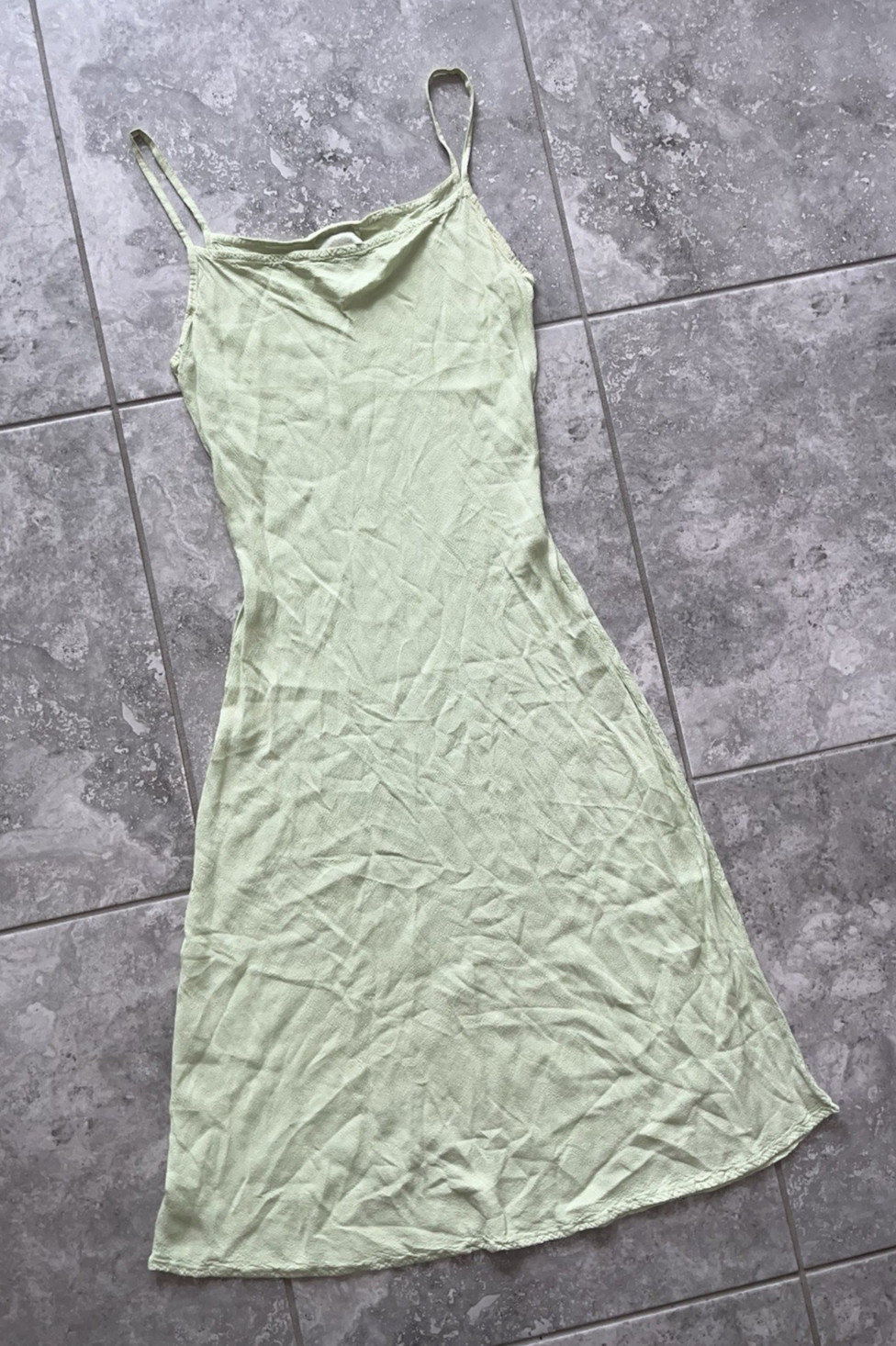 Ghost London Sleeveless Slip Rayon Midi A Line Dress Classy Green S