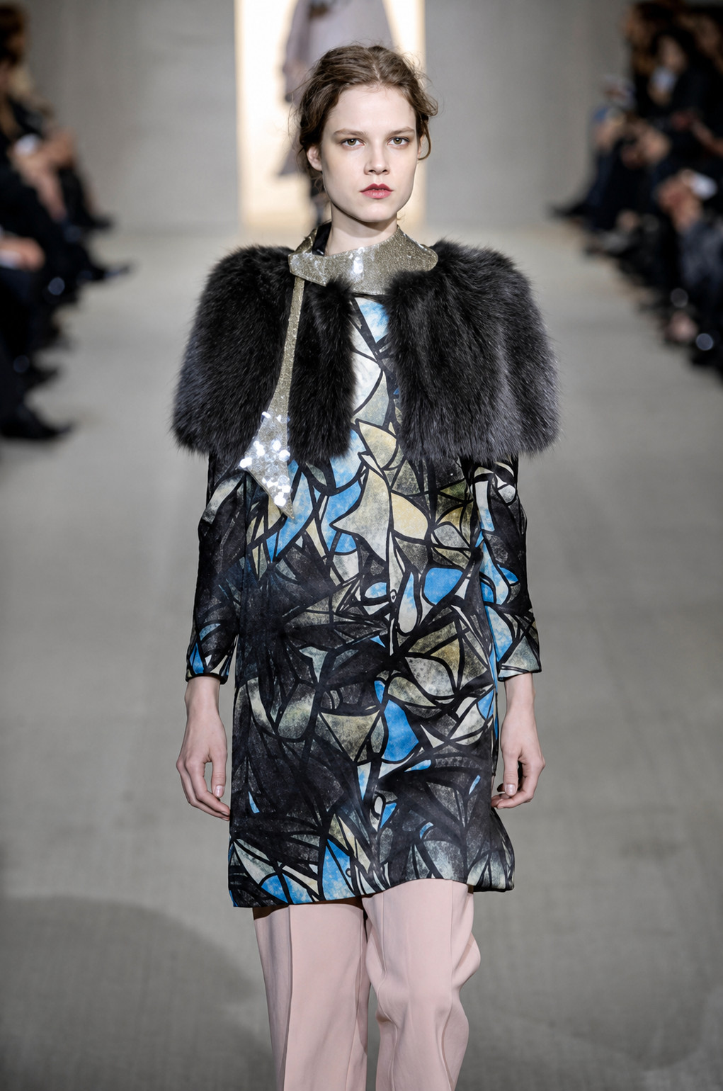 MARNI Abstract Cathedral Print Silk Wool Dress SIZE IT40 US8 M, Fall 2008 Runway