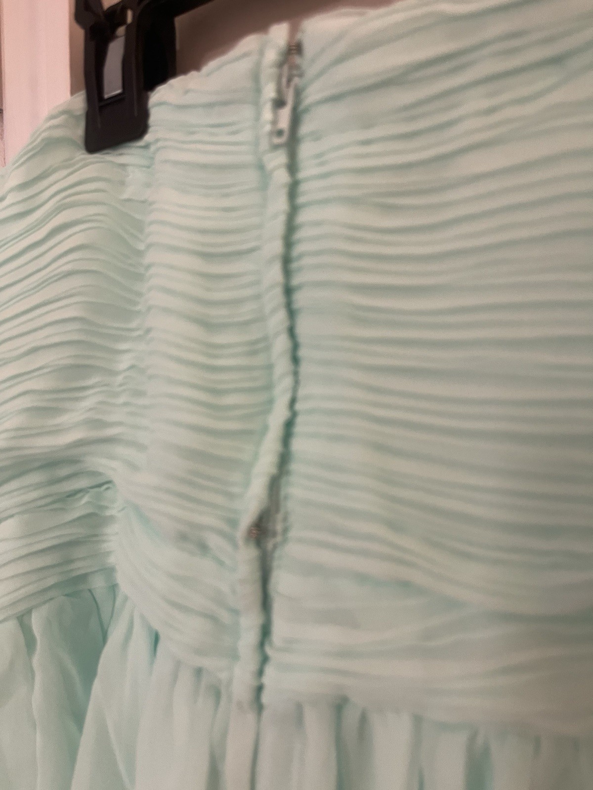 Tevolio Mint Green Solid Chiffon Strapless Sweetheart Mini Dress Lined 4