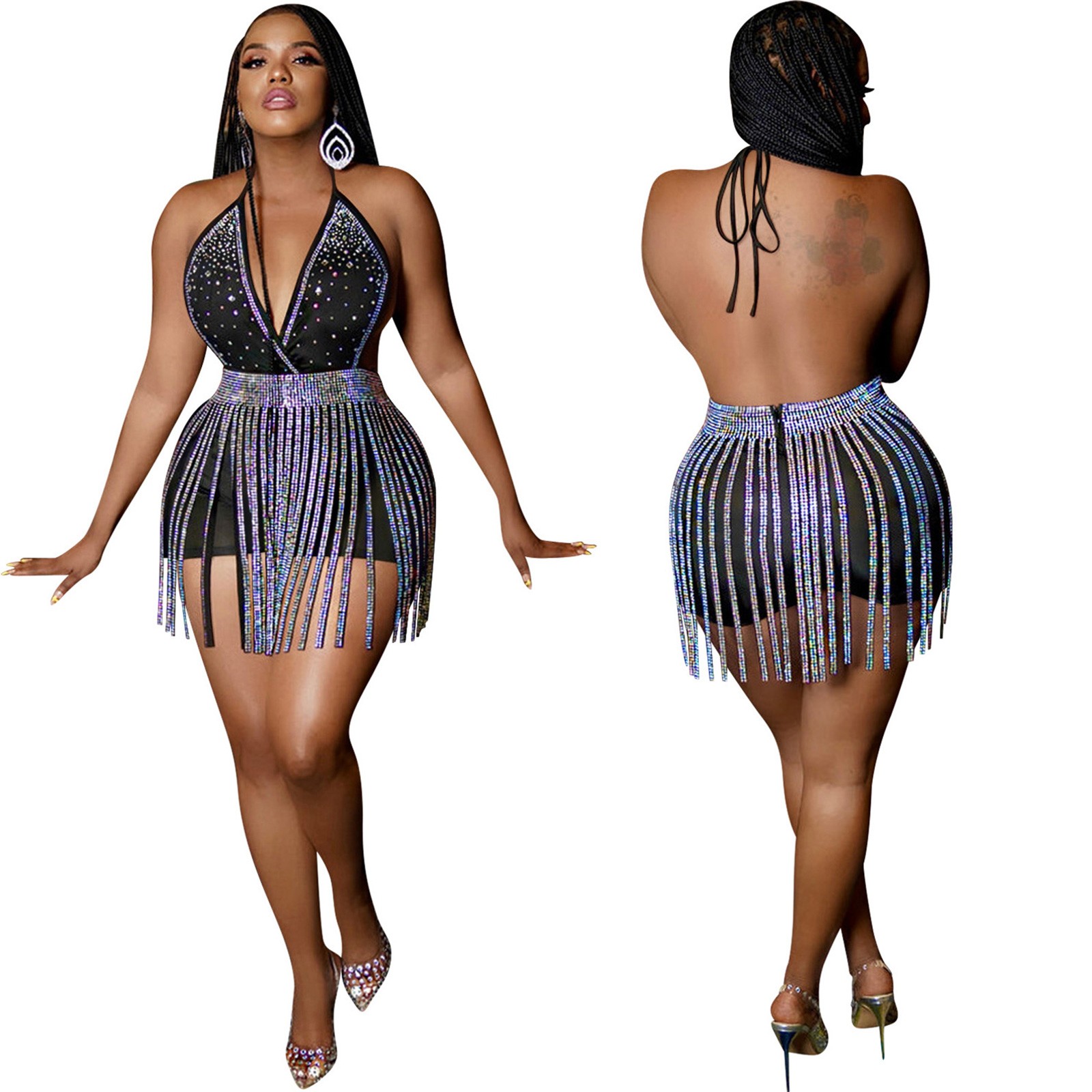 Women Dress Bodycon Jumpsuit Two Piece Shorts Backless Rompers Fashionable Sexy
