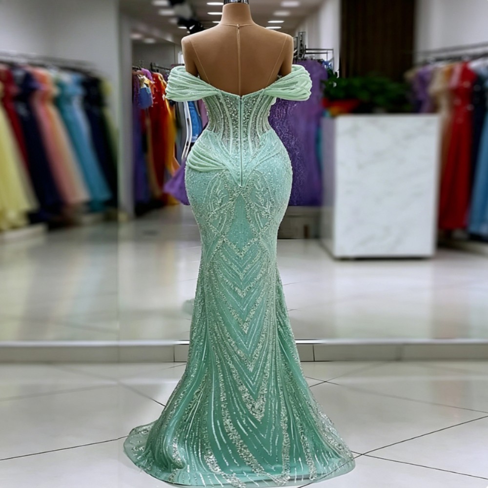Beaded Mermaid Prom Dresses Sequined Lace Evening Formal Party Birthday Dresses