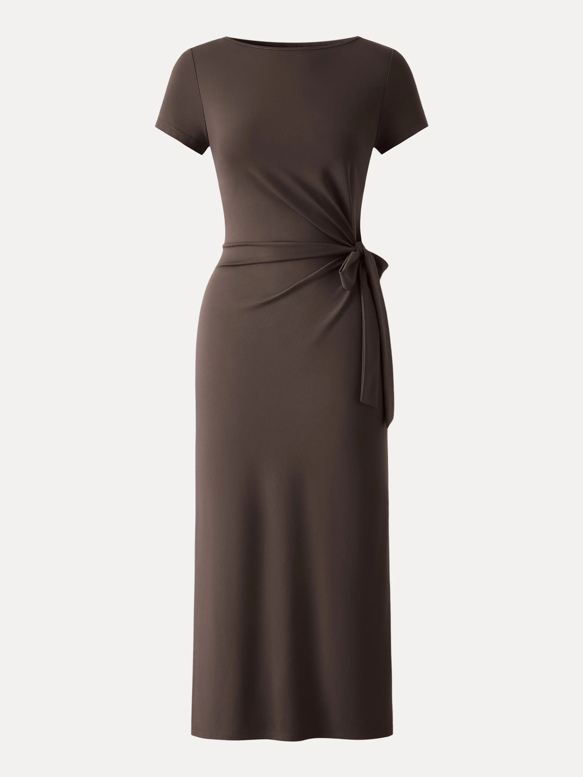 OGL Move Cooling Wrinkle-Resistant Tie Waist Midi Dress with Slit, No I.Port Fee