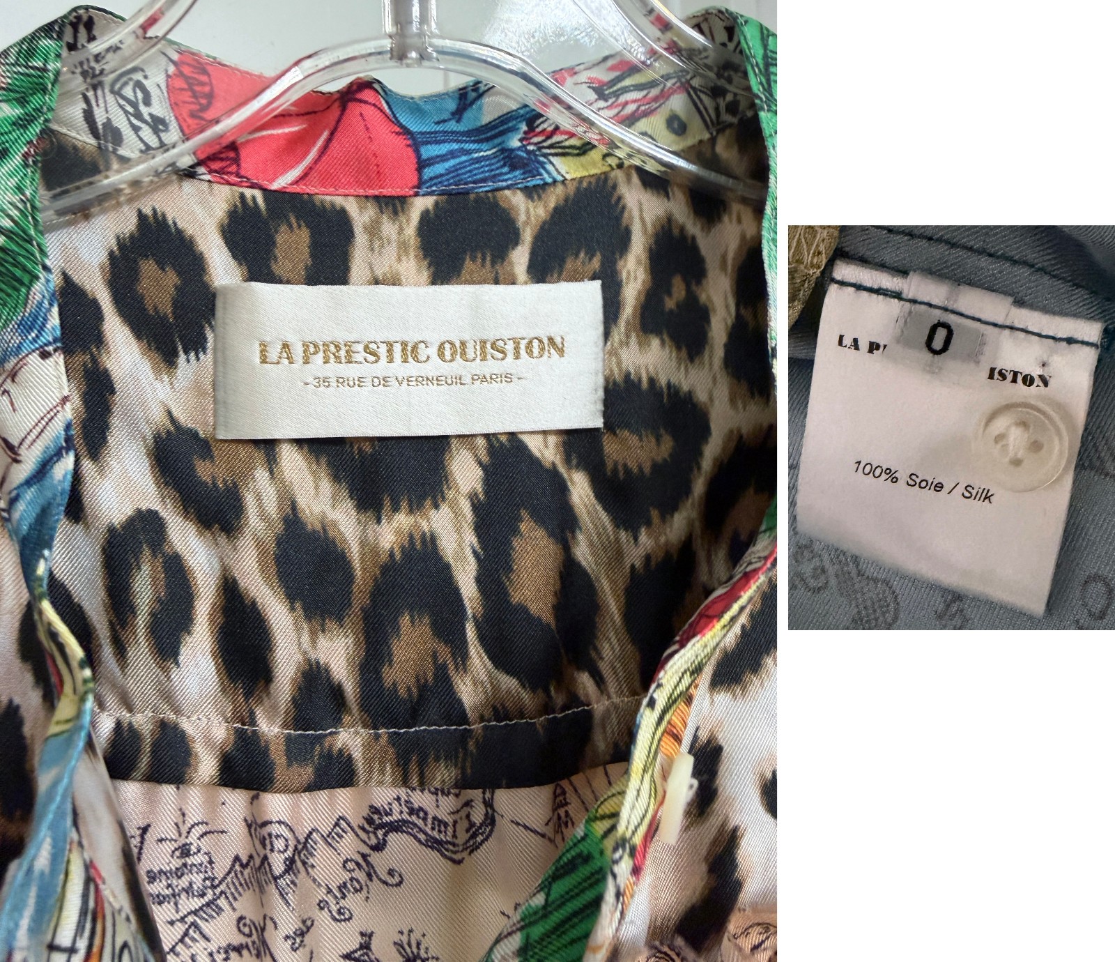 La Prestic Ouiston Flore Map Carte Silk Maxi Dress Tiered Patchwork Panther 0