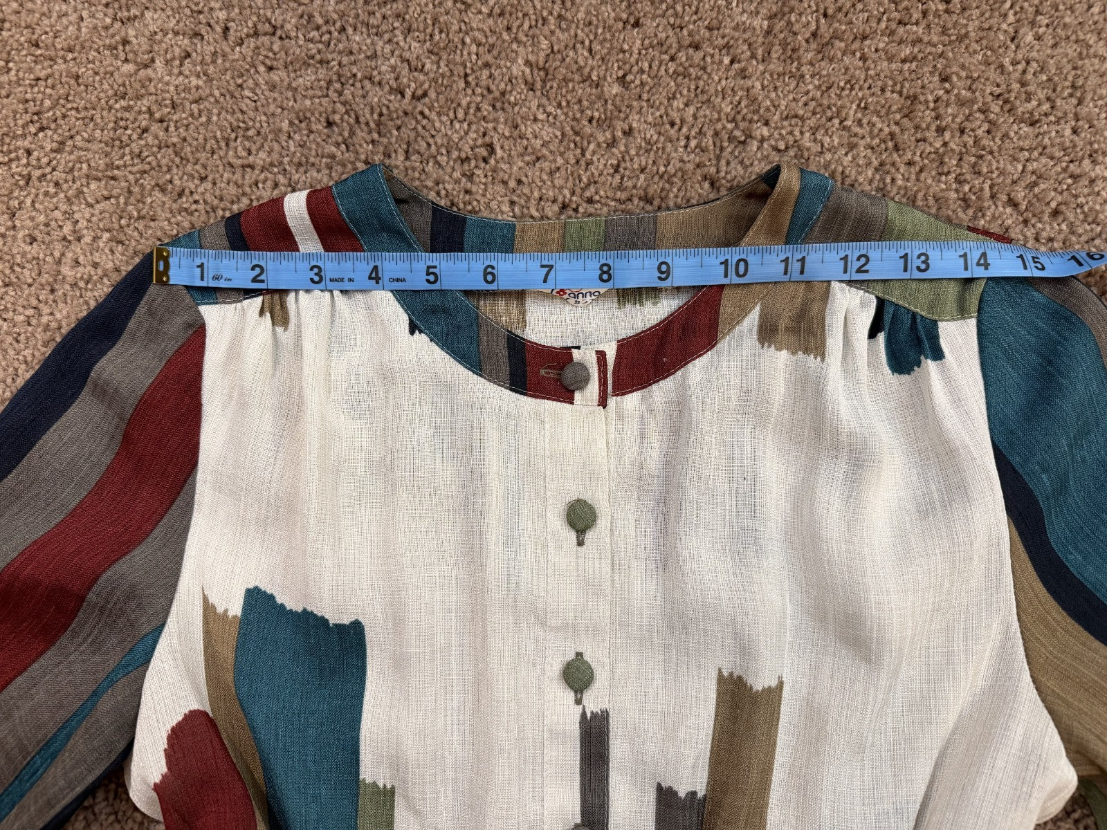 🎨 Vintage Abstract Colorblock Brushstroke Midi Dress Vintage from 1980s