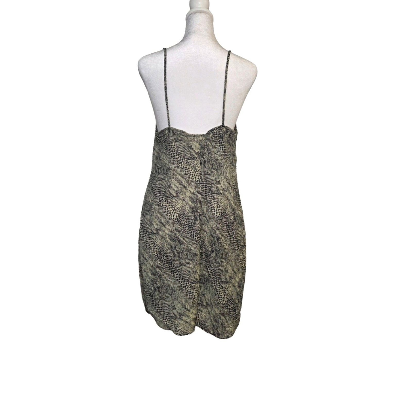 Snake Print Slip Dress L Mini V-Neck Spaghetti Strap Snakeskin 90s Modern Grunge