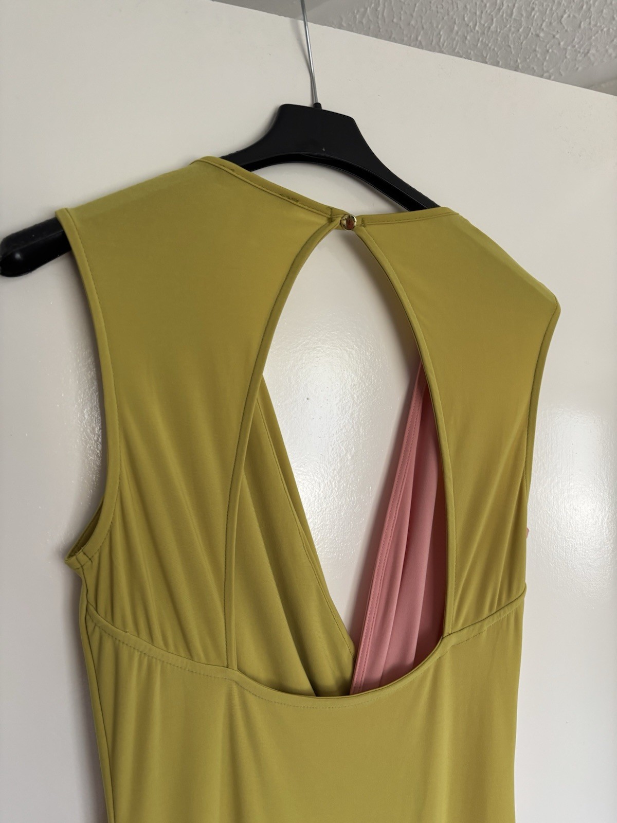ASOS Olive Green & Pink Colour-Block Sleeveless Open Back Occasion Maxi Dress 10