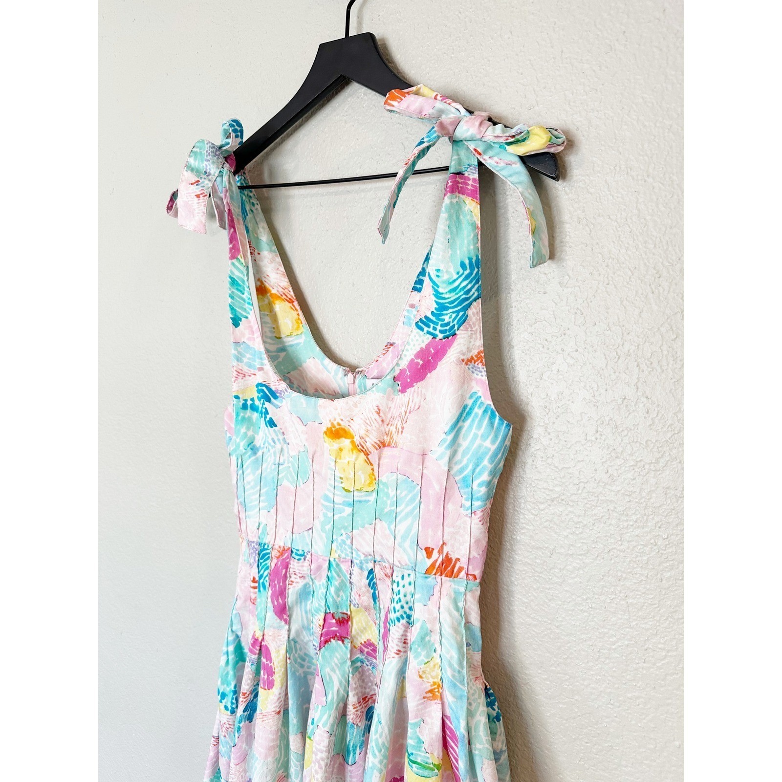 Hunter Bell Braden Dress Pastel Multi-Color Tie-Shoulder Midi Dress Size 2
