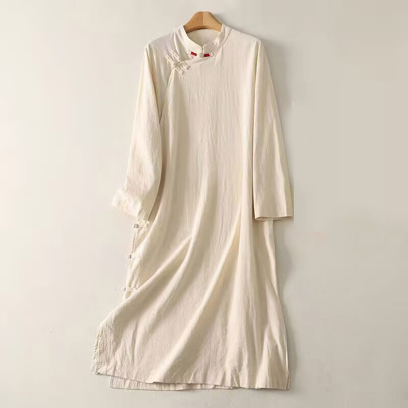 Chinese Style Retro Womens Loose Qipao Dress Casual Cheongsam Hanfu Long Dress
