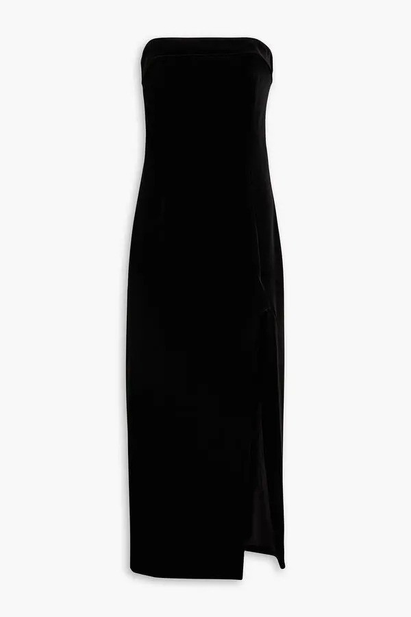NICHOLAS Adiba Strapless Round Edge Midi Dress in Black 4 New Womens