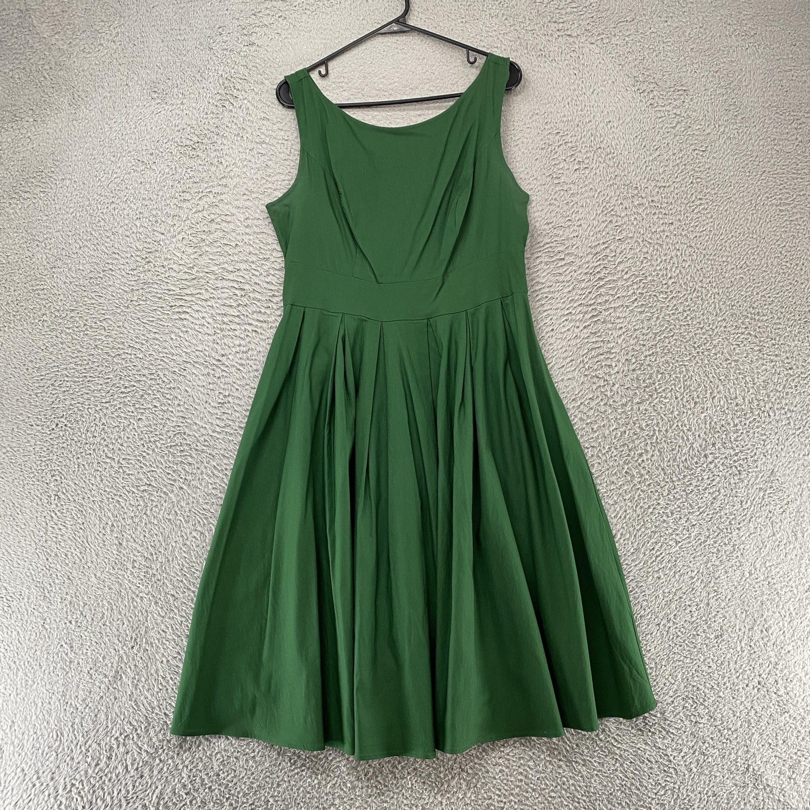 Miss Lulo Dress Womens XL Green Fit Flare Pleated Rockabilly REtro Knee Length