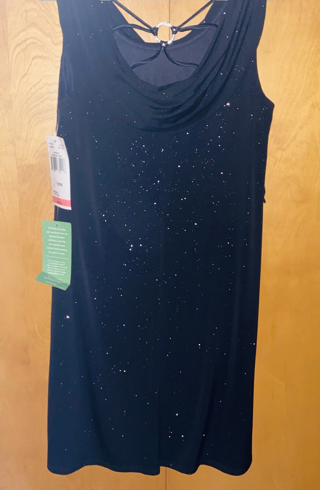 Jump Apparel Cocktail Dress Sleeveless Black Shimmer In Fabric Hem Sz 18 w