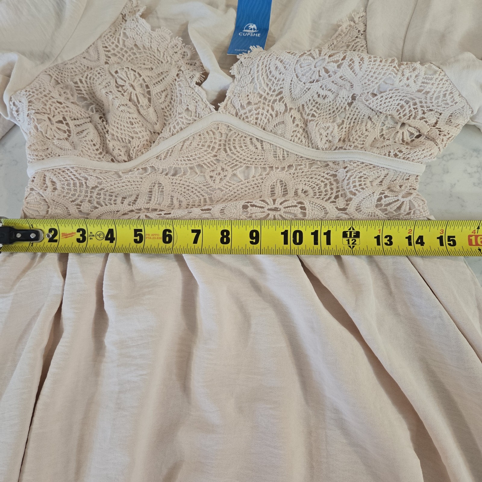 Cupshe Medium Cream Ivory Neutral Maxi Long-Sleeve Crochet Dress Bridal Boho
