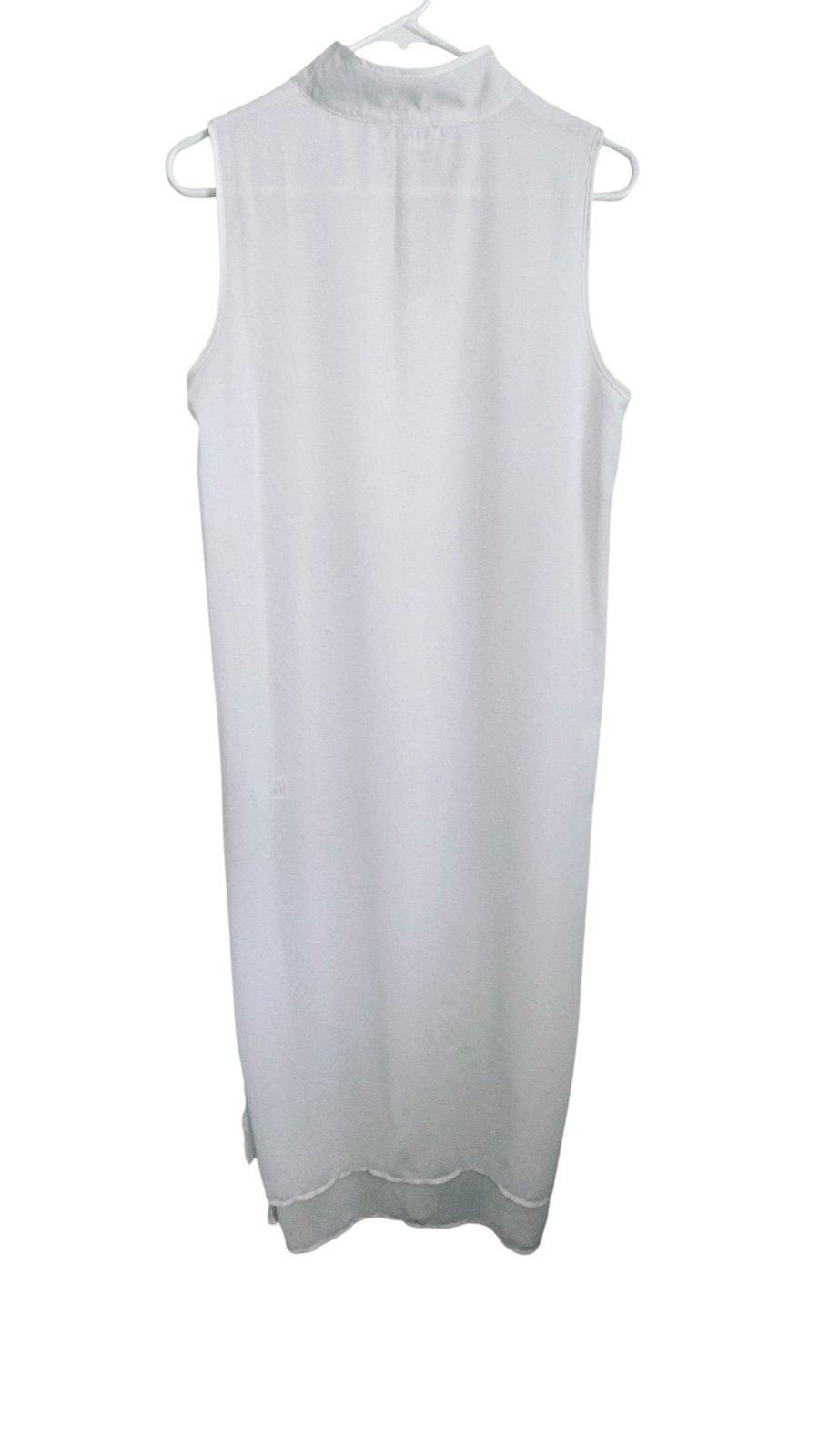 Veinfuns White Silk Blend Mandarin Collar Maxi Dress – Size M – 60% silk