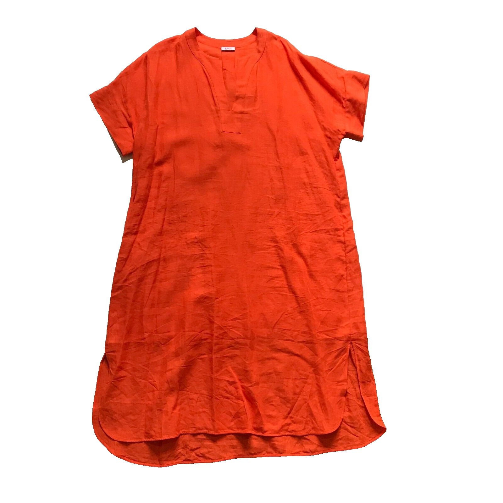 ERES Linen Bibi Kaftan Maxi Dress Womens OS Orange Short Sleeve V-Neck Cover Up