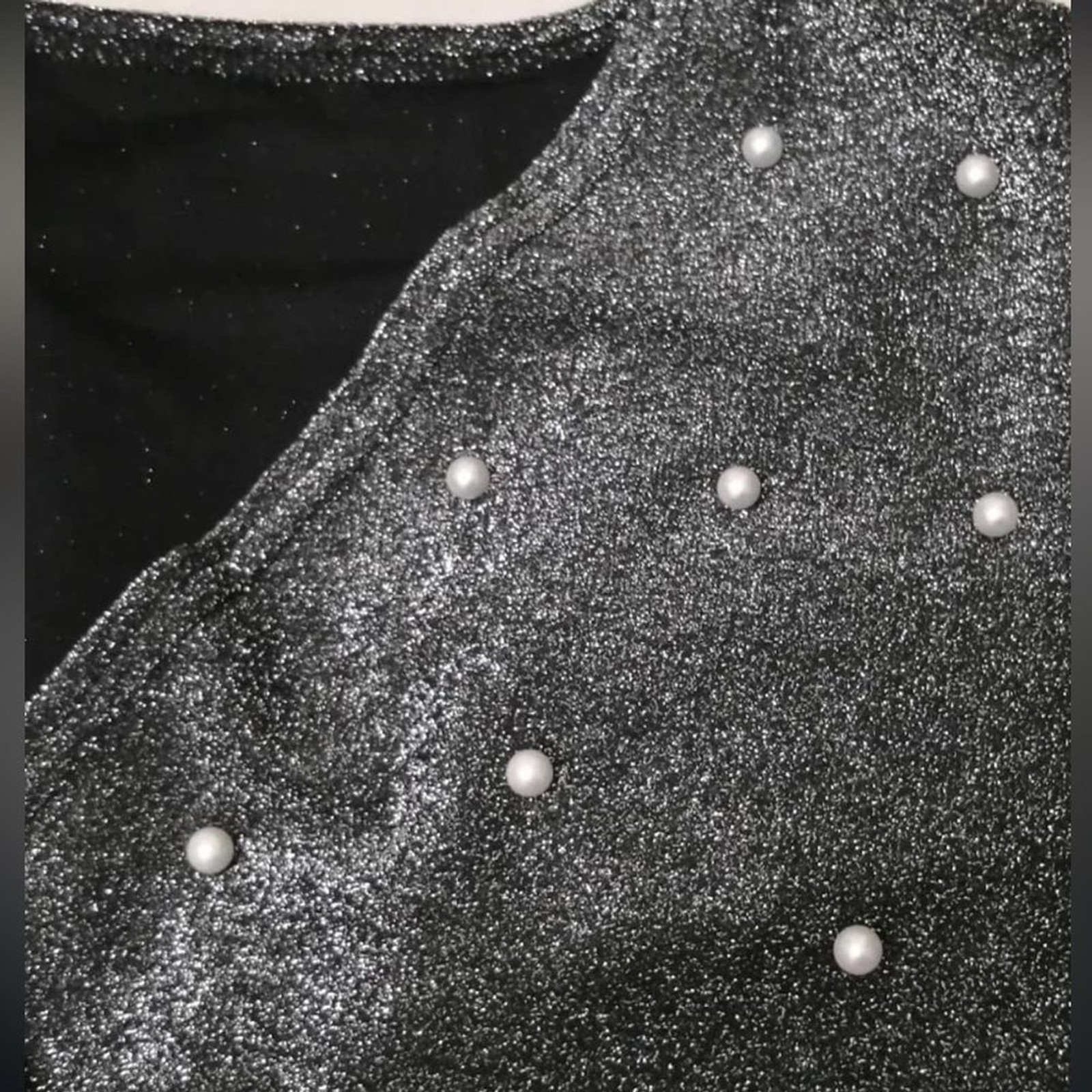 Plus Metallic Silver Pearl Embellished Belted Midi Dress with Lantern Sleeves